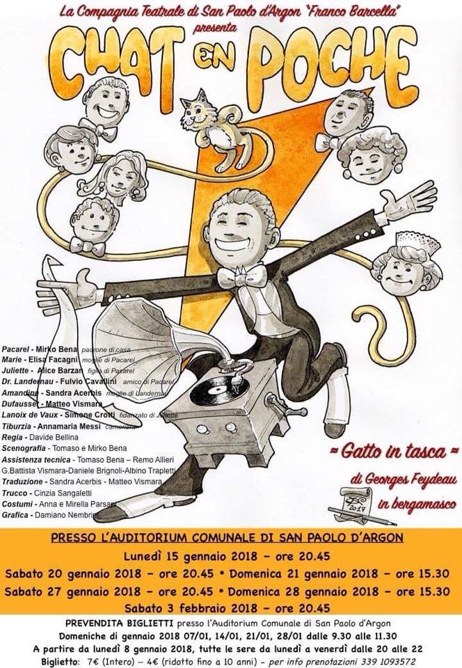 “Chat en poche”, la nuova commedia 2018 della Compagnia Teatrale “Franco Barcella”