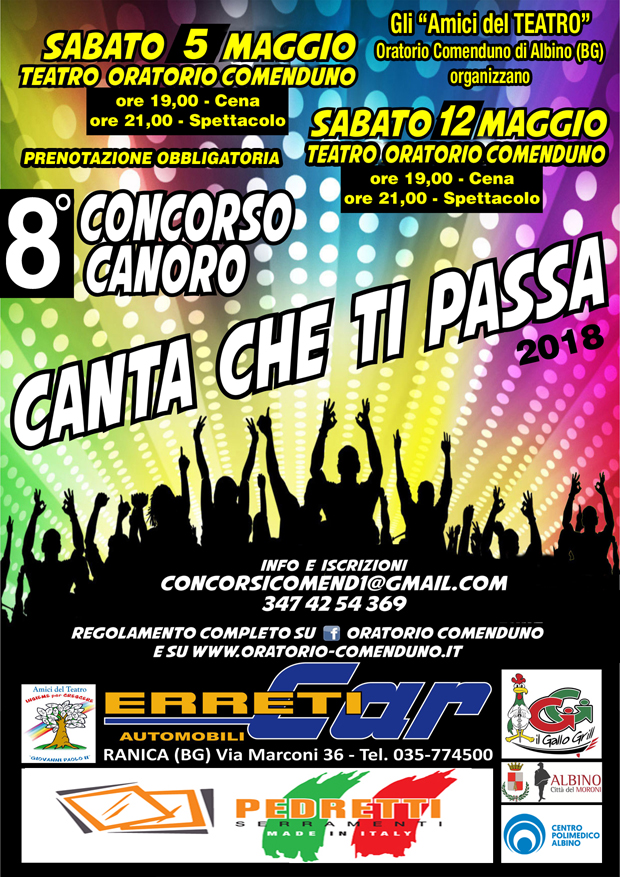 C’è attesa per il Concorso Canoro “Canta che ti passa”. Iscrizioni entro il 10 aprile.