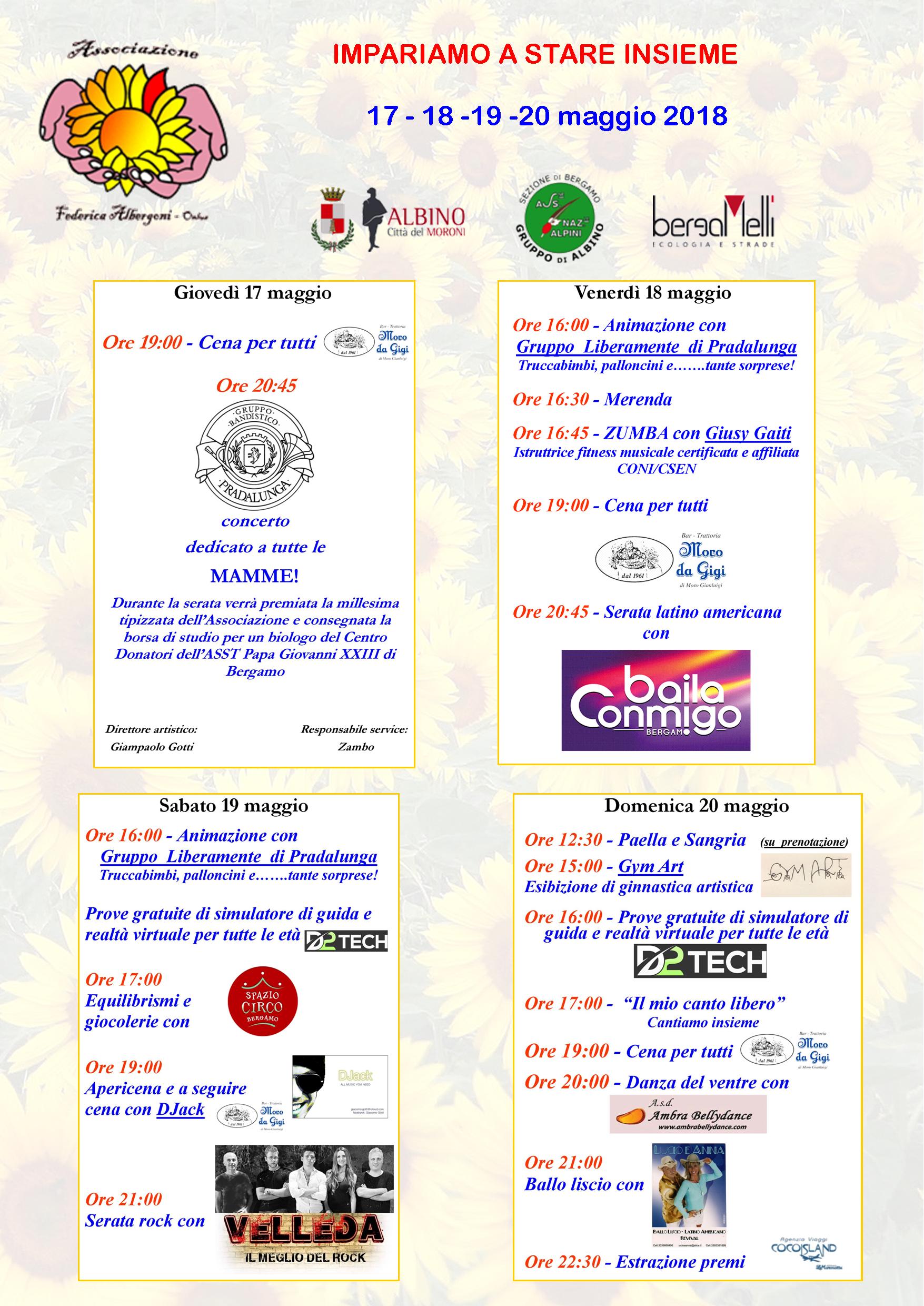 “Impariamo a stare insieme” con l’associazione “Federica Albergoni onlus”