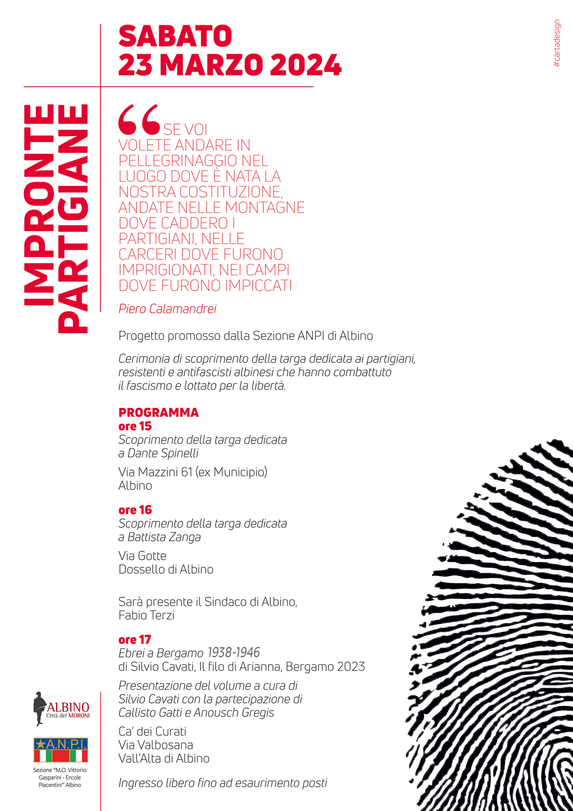 “Impronte Partigiane”, a ricordo di Dante Spinelli e Battista Zanga